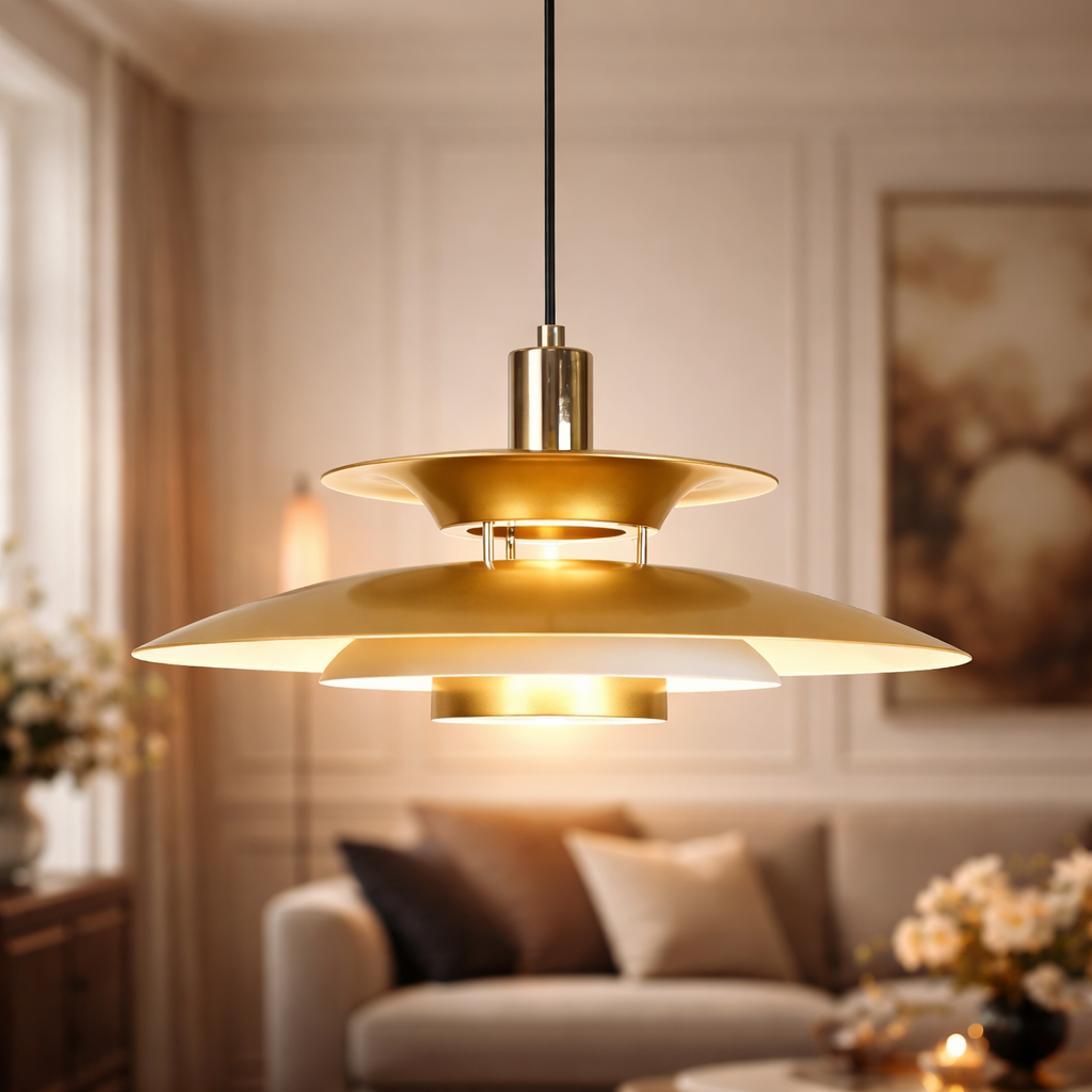Arctic Wave UFO Pendant For Living Room & Item for Home Decoration - Gold