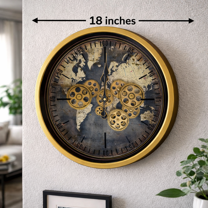 Prime Hour Luxury Designer Wall Clock For Living Room With Moving Gear Mechanism Buy Wall Clock Online - Medium (Steel Body)