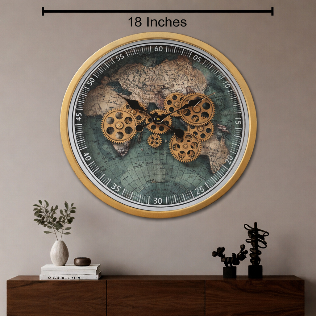 Timeless World Luxury Designer Wall Clocks for the Home With Moving Gear Mechanism Buy Wall Clock Online - Medium (Steel Body)