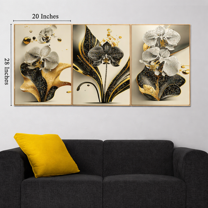 Eclectic Euphoria Crystal Glass Decorative Wall Painting Bedroom & Wall Decoration Items- Set of 3 (N)