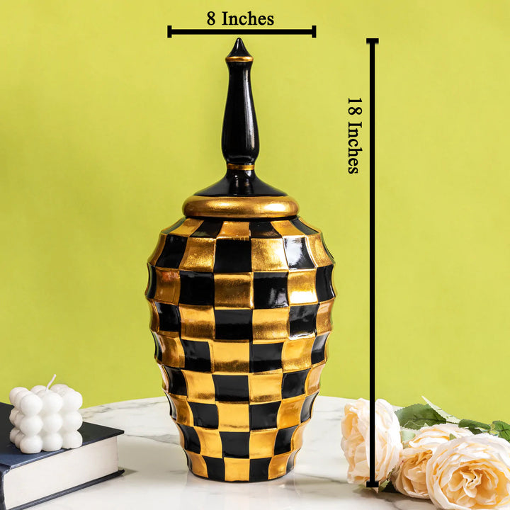 Checkered Glamour Decorative Ceramic Vase And Showpiece - BIG
