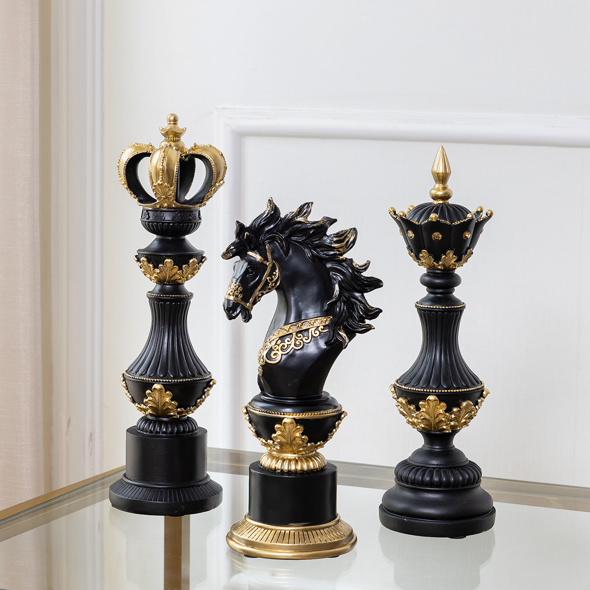 Royal Checkmate Charm Table Decorative Showpiece for Home - Black