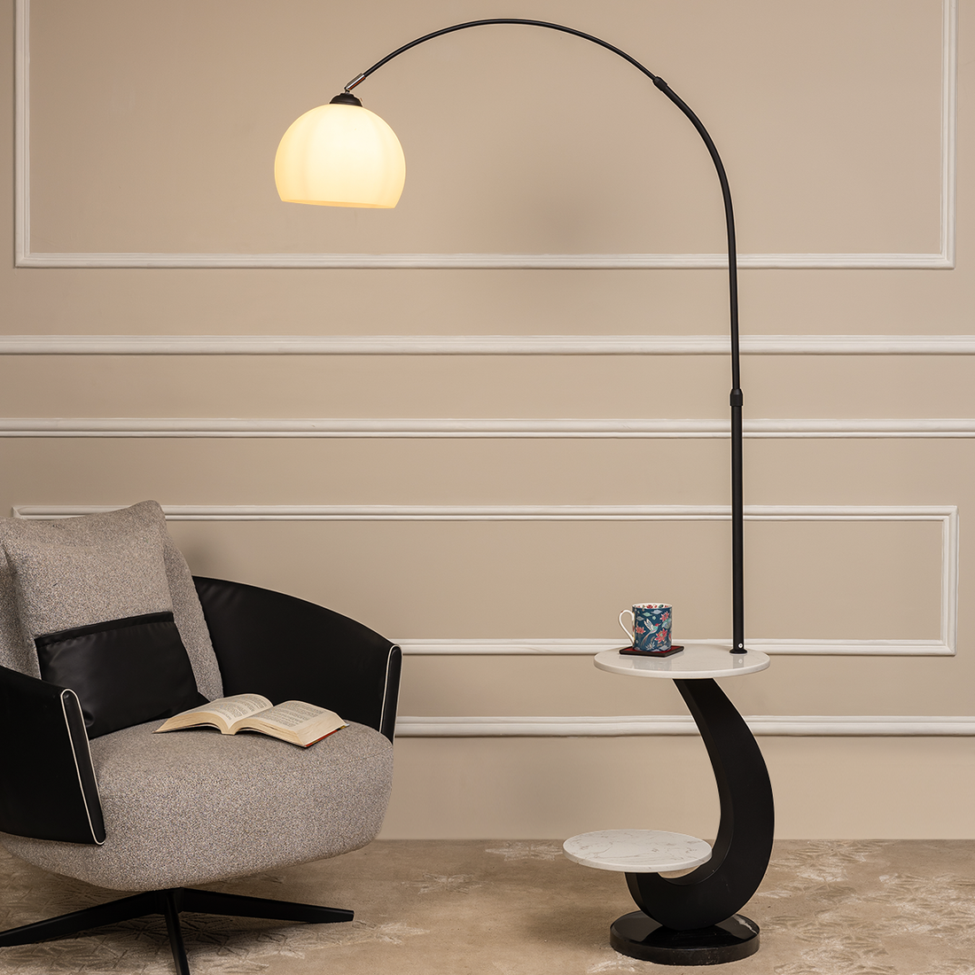 Sleek Shine Designer Arc Floor Lamp for Living Room