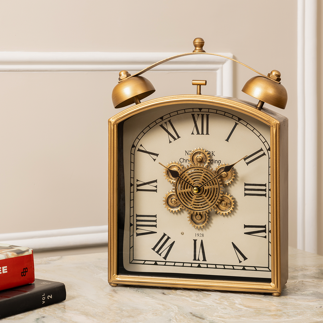 Time Tango Luxury Designer Table Clock With Moving Gear Mechanism Buy Table Clock Online (Steel Body)