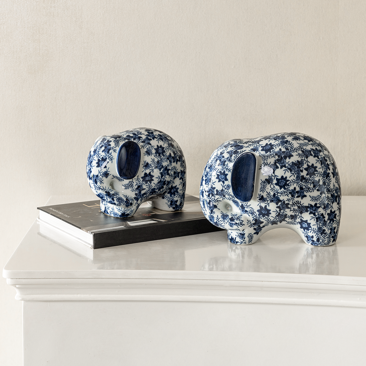 Royal Indigo Elephant Decorative Showpiece for Living Room