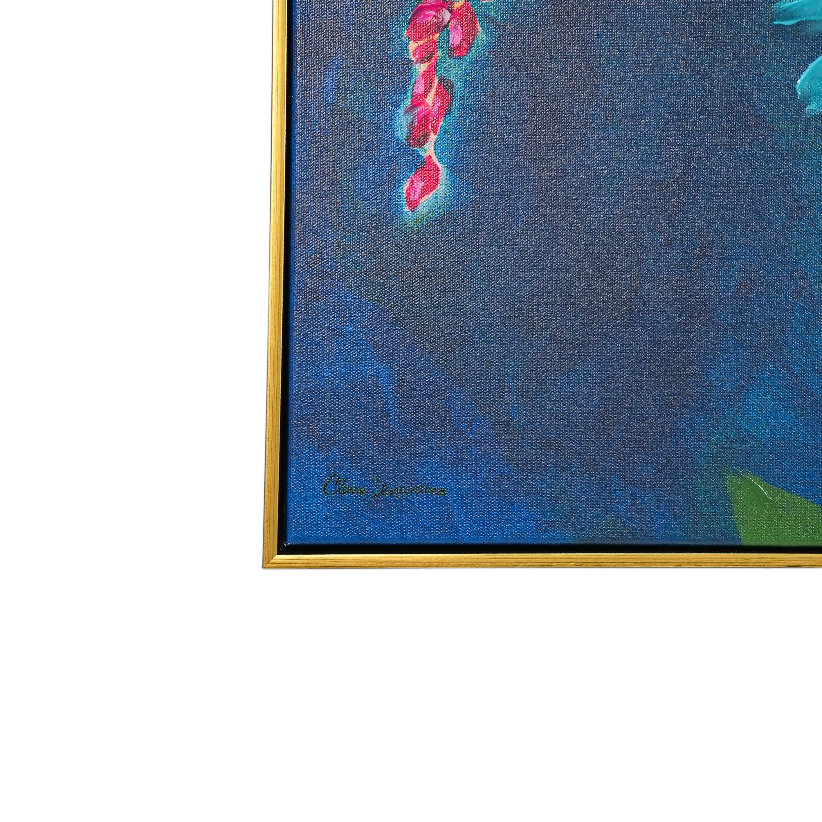 Vibrant Bloom Fiesta by Claire Desjardins 100% Hand Painted Wall Painting (With Outer Floater Frame frame) (35.5 x 47 Inches )
