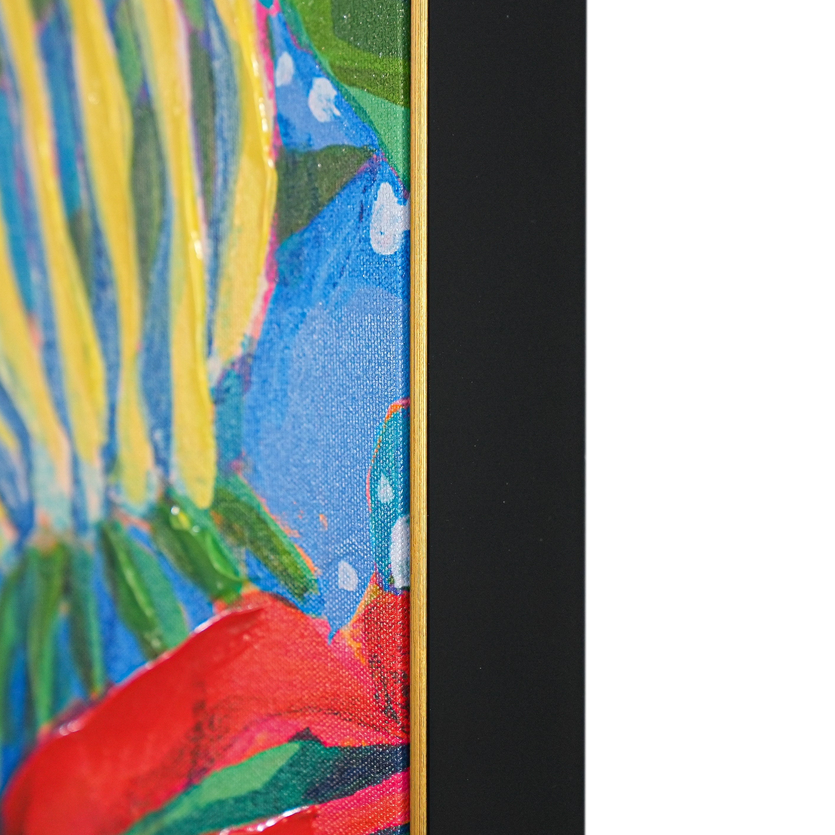 Vibrant Bloom Fiesta by Claire Desjardins 100% Hand Painted Wall Painting (With Outer Floater Frame frame) (35.5 x 47 Inches )