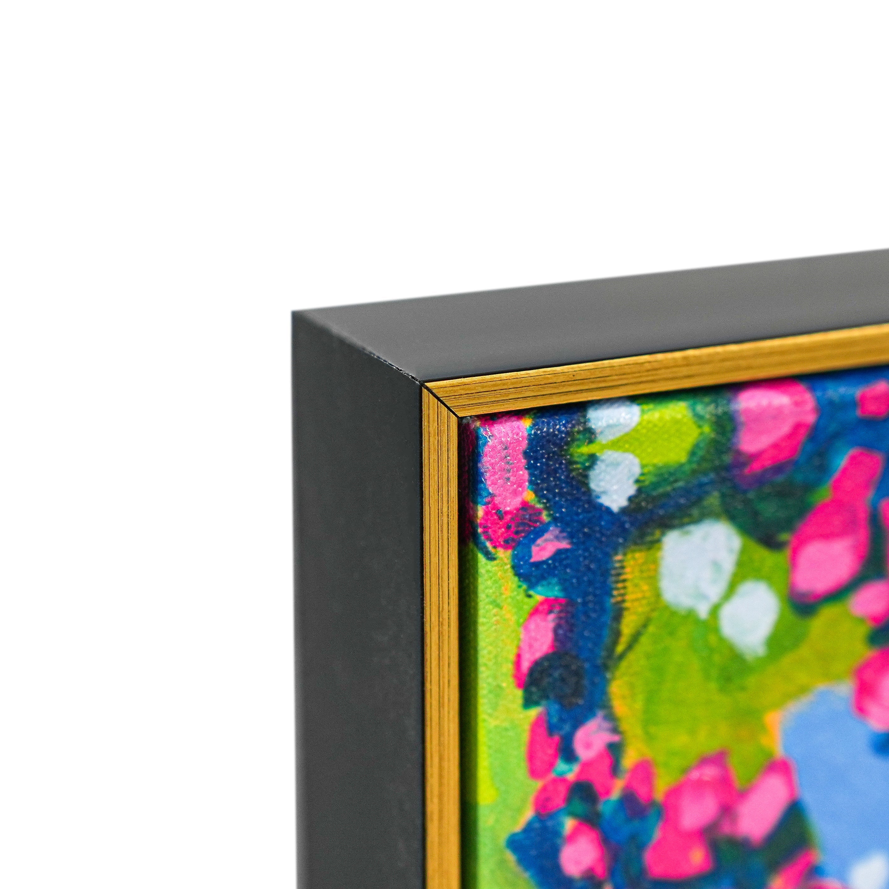 Vibrant Bloom Fiesta by Claire Desjardins 100% Hand Painted Wall Painting (With Outer Floater Frame frame) (35.5 x 47 Inches )