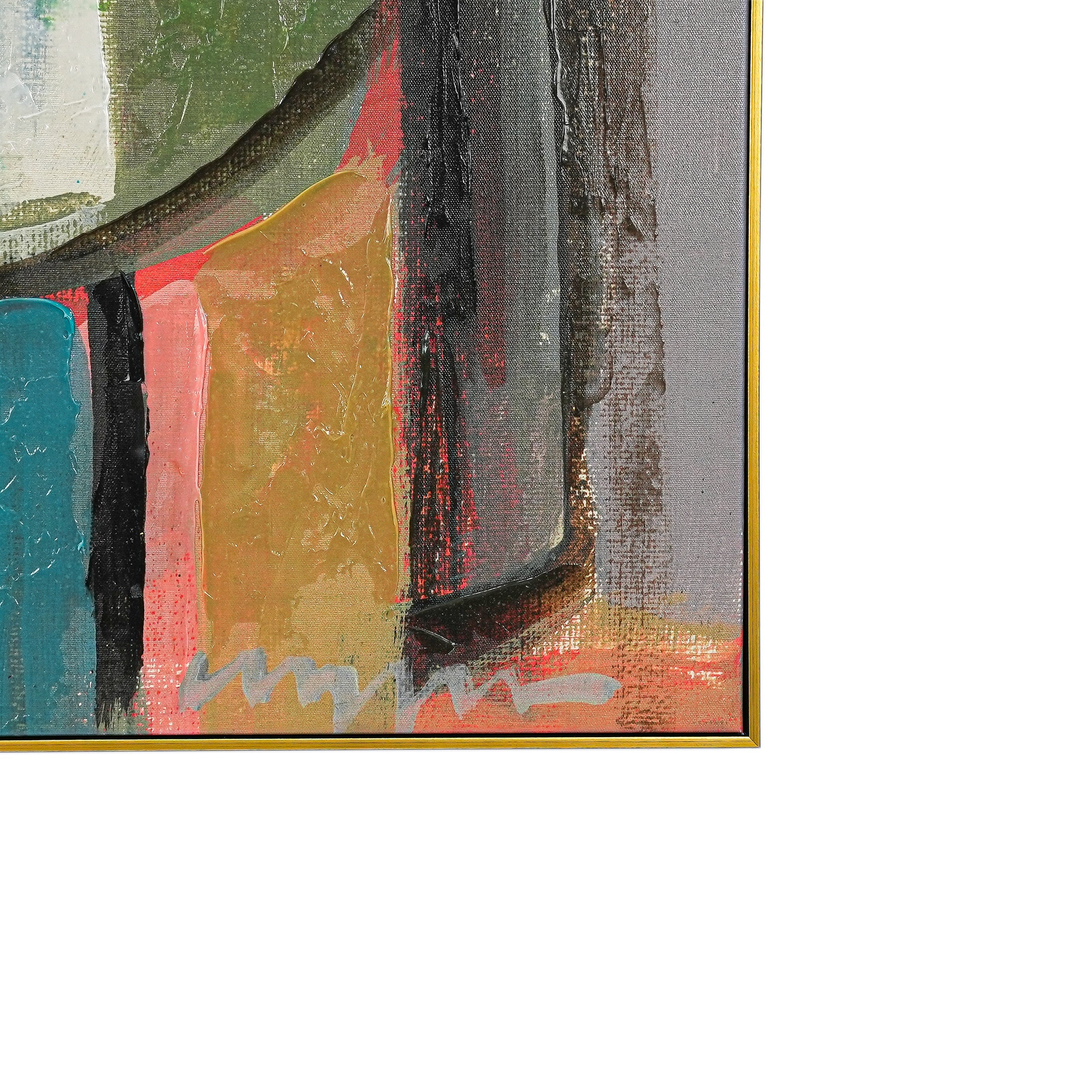 Fragmented Hue: An Abstract Portrait of Emotion by Craig Greene 100% Hand Wall Painting For Home  (With Outer Floater Frame frame) ( 39 x 39 Inches )