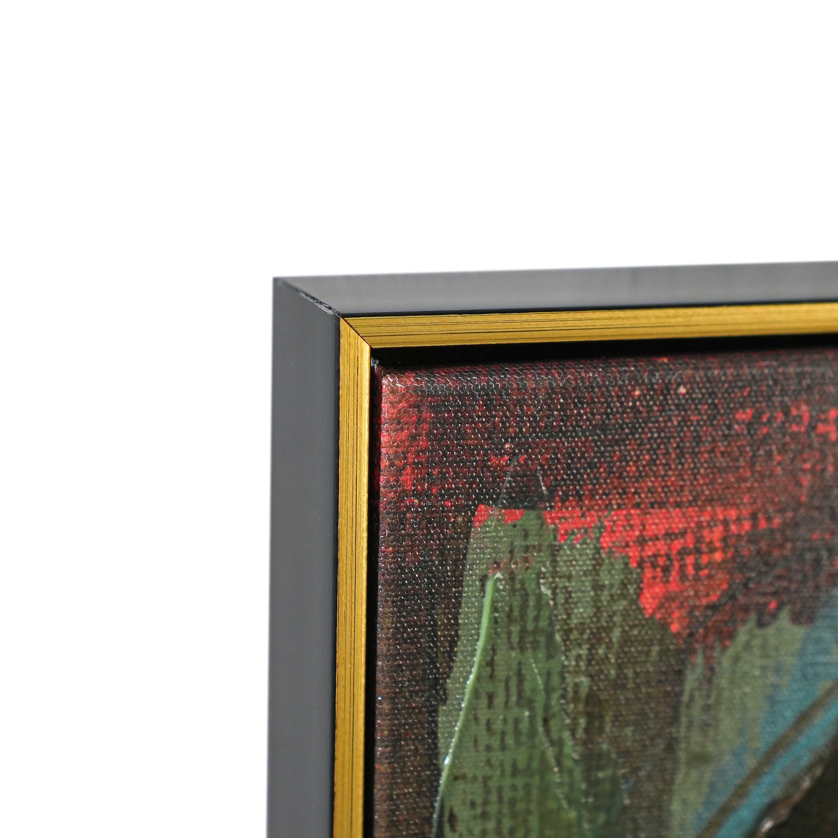 Fragmented Hue: An Abstract Portrait of Emotion by Craig Greene 100% Hand Wall Painting For Home  (With Outer Floater Frame frame) ( 39 x 39 Inches )