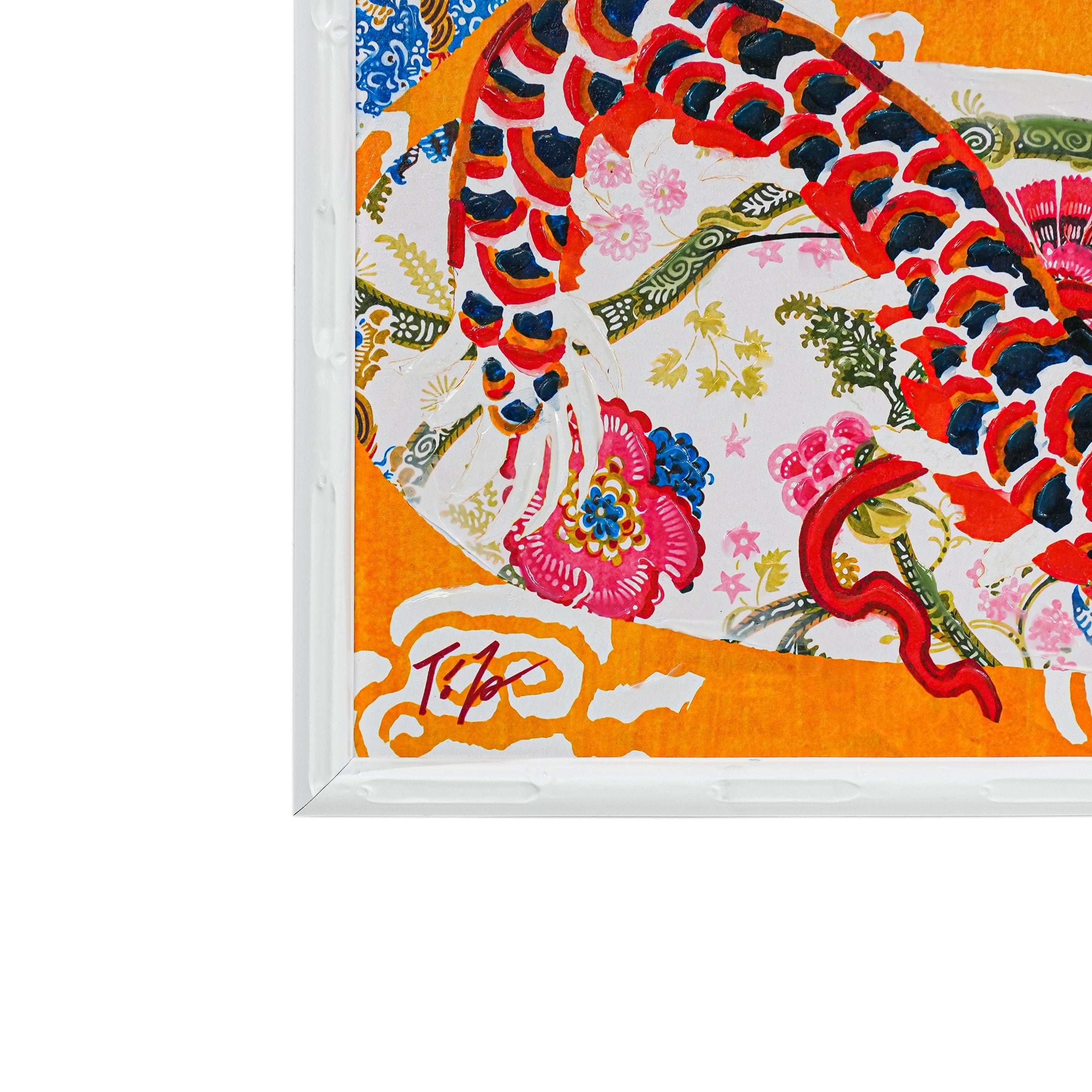 Dragon's Embrace by Tito 100% Hand Wall Painting For Home  (With Outer Floater Frame frame) (35.5 x 47 Inches )
