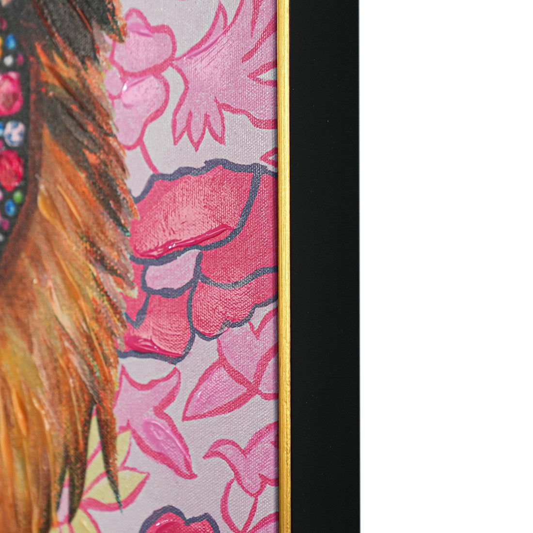 Glamorous Grove: The Dapper Lion by Heather Perry 100% Hand Wall Painting For Home (With Outer Floater Frame frame) ( 35.5 x 23.5 Inches )