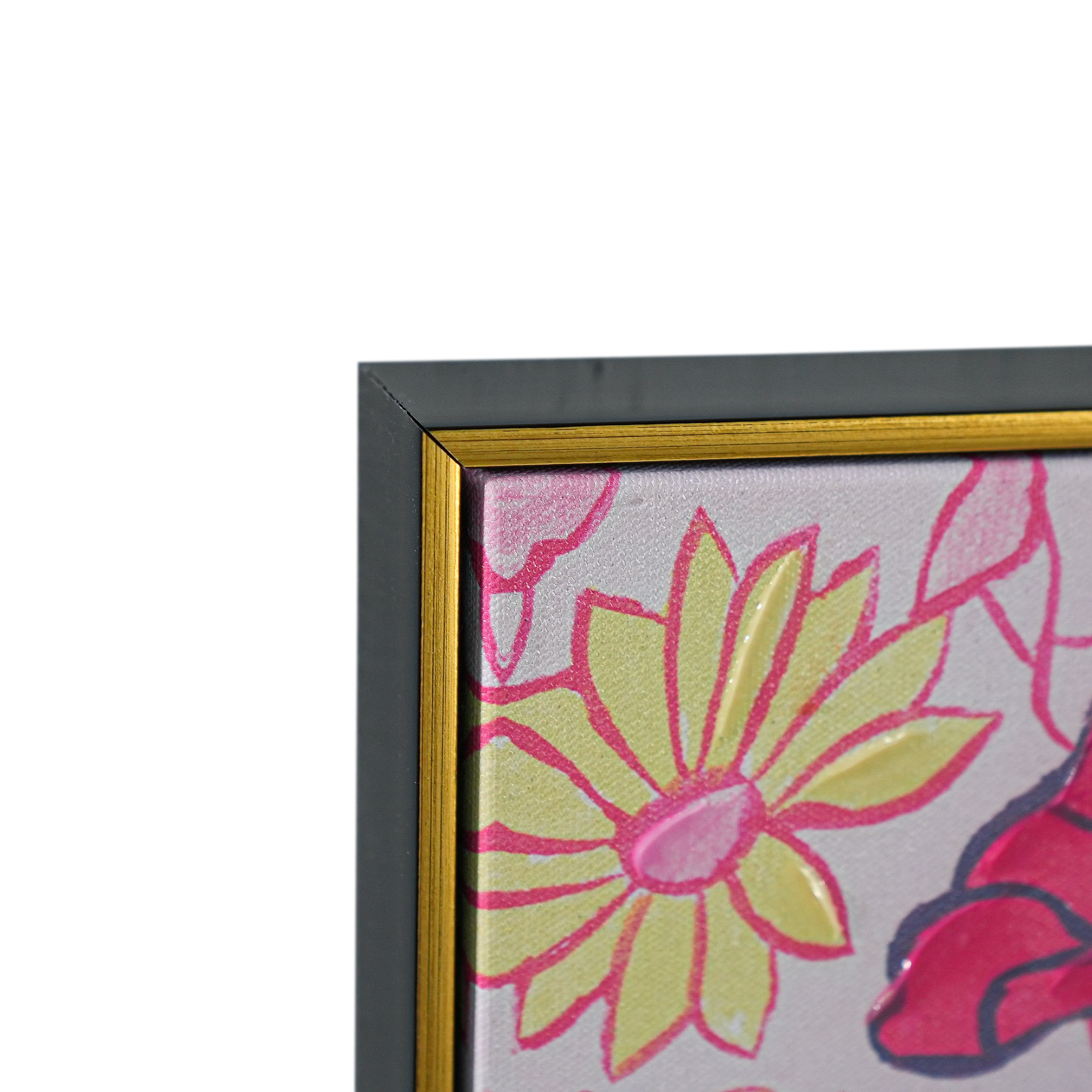 Glamorous Grove: The Dapper Lion by Heather Perry 100% Hand Wall Painting For Home (With Outer Floater Frame frame) ( 35.5 x 23.5 Inches )