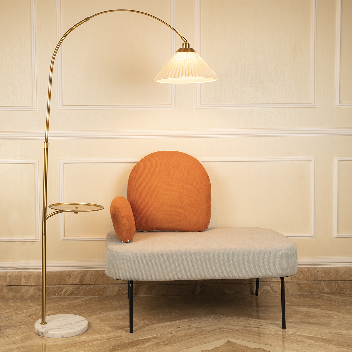 The Bay Area Arc Shaped Floor Lamp and Accent Table ( With Wireless Charging Table)