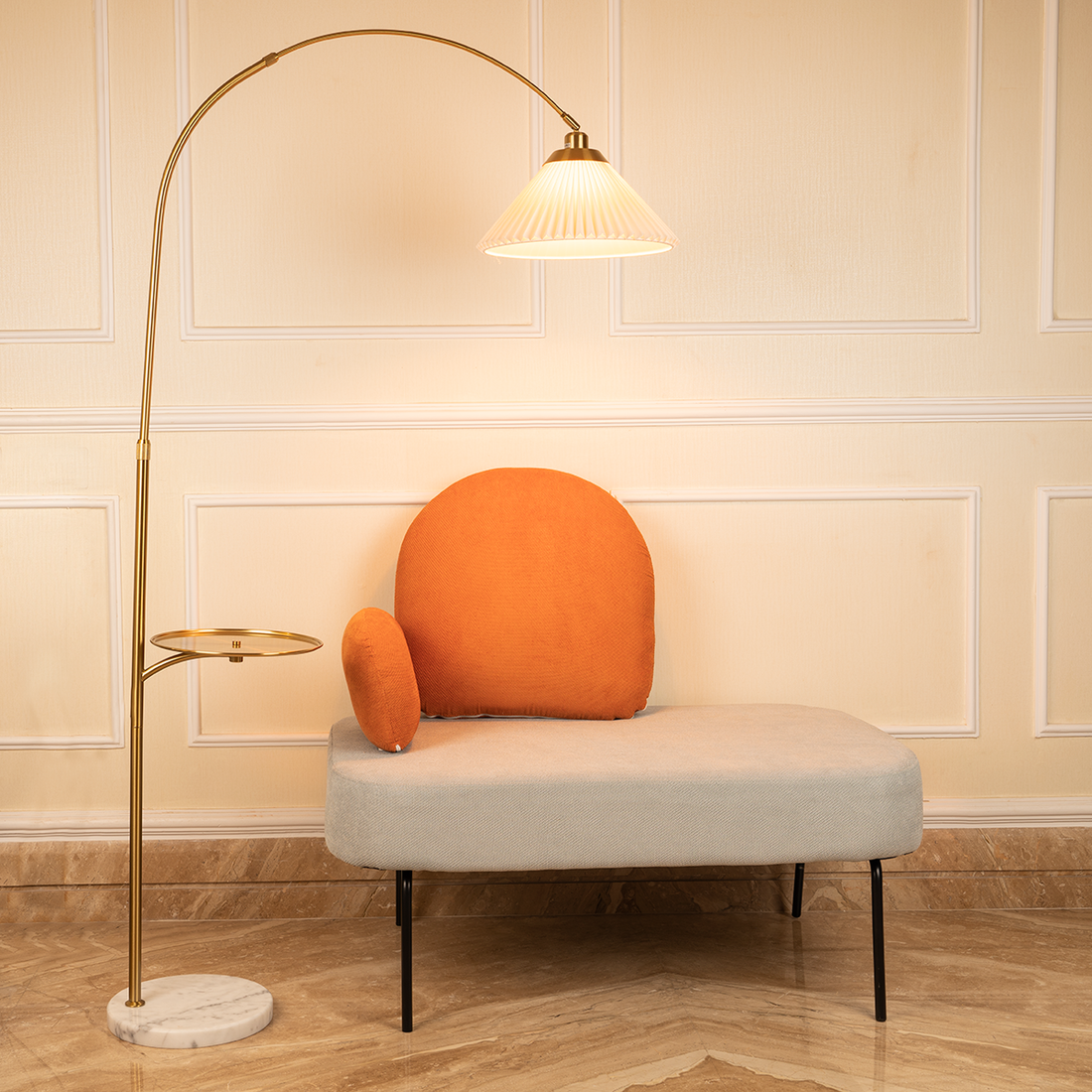 The Bay Area Arc Shaped Floor Lamp and Accent Table ( With Wireless Charging Table)