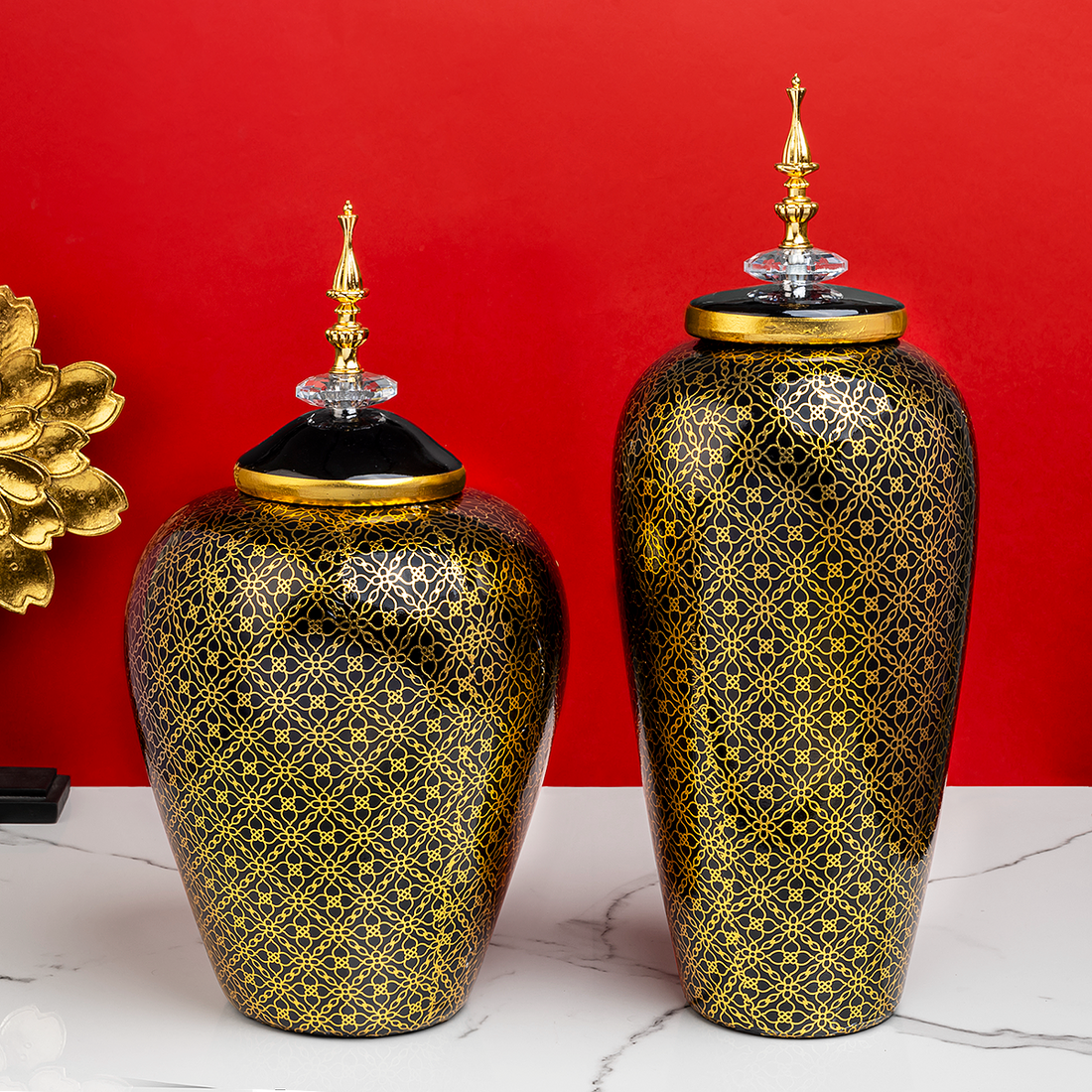 Modena Morello Decorative Vase & Items for Room Decoration - Set Of 2