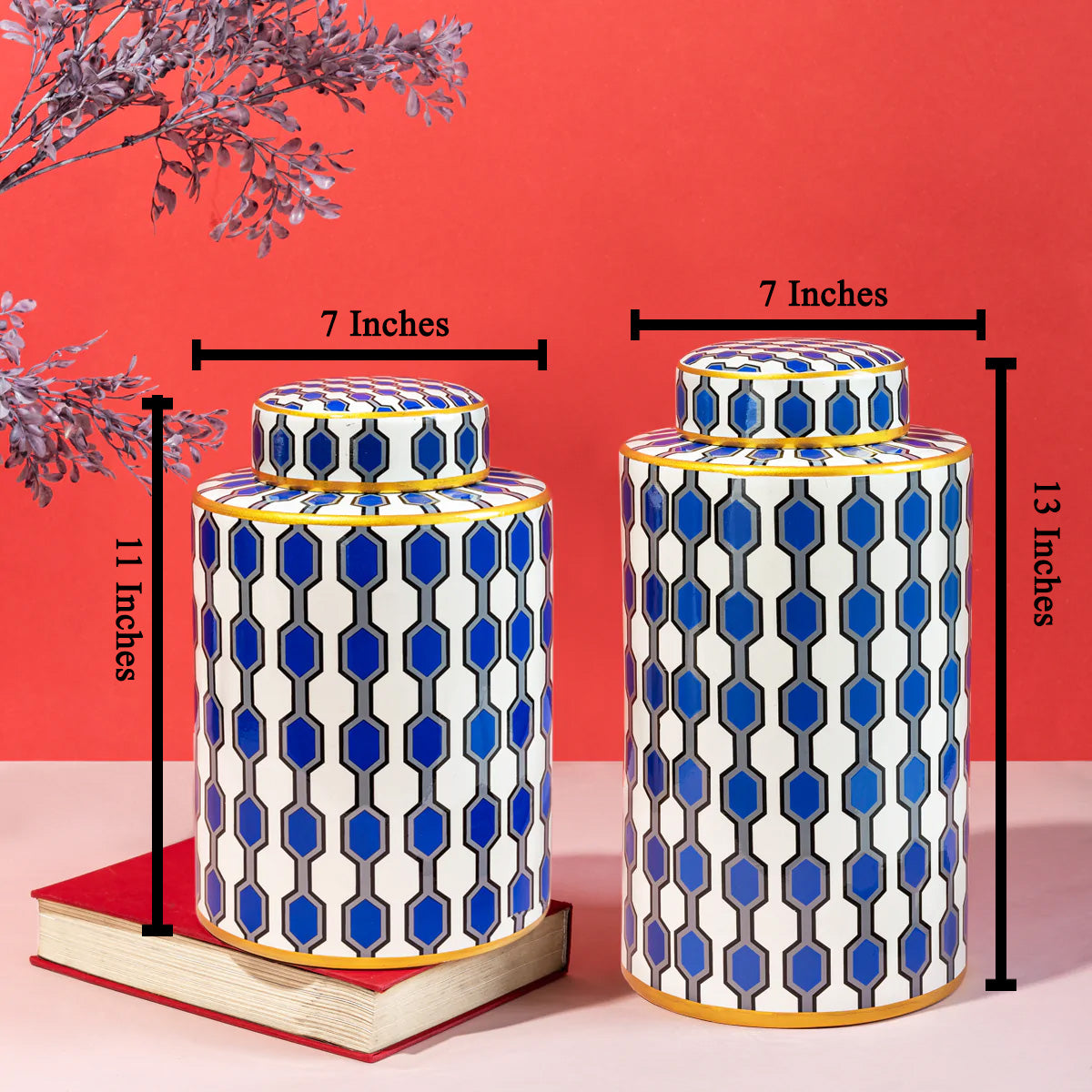 Geometry of Love Decorative Ceramic Vase And Showpiece - Pair
