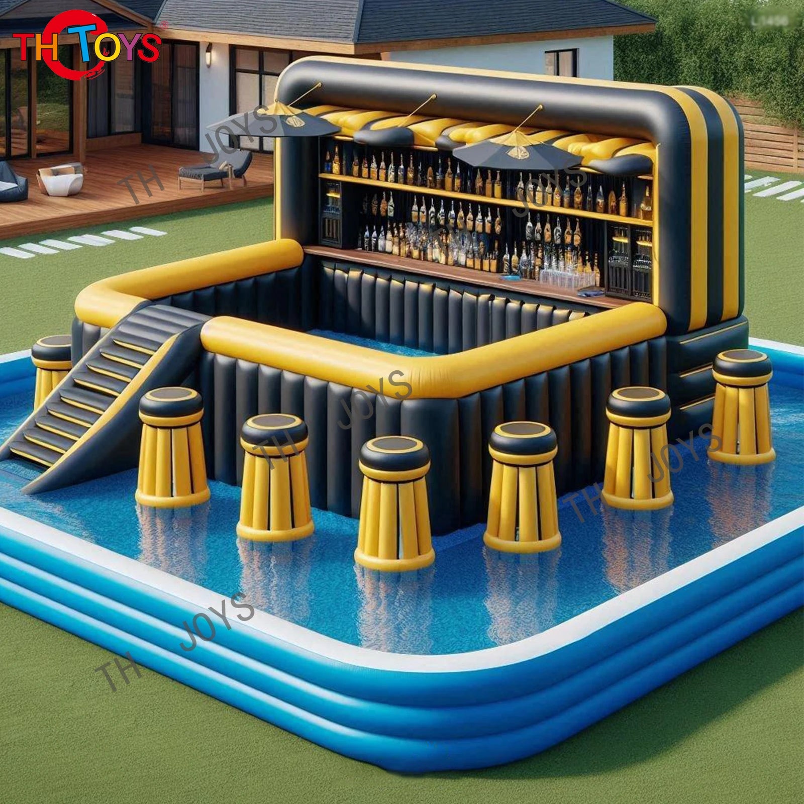Inflatable New Bar Inflatable 2024 New Design Water Swimming Pool Pub bar with air pump