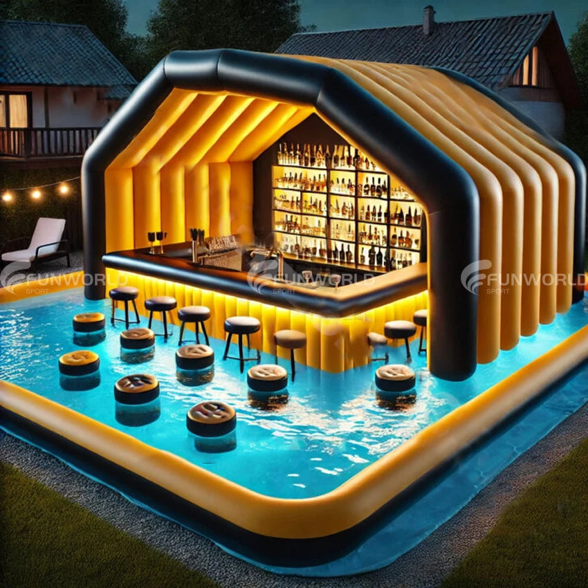 New Design Inflatable Pool Bar Inflatable Floating Bar With Swimming Pool and air pump