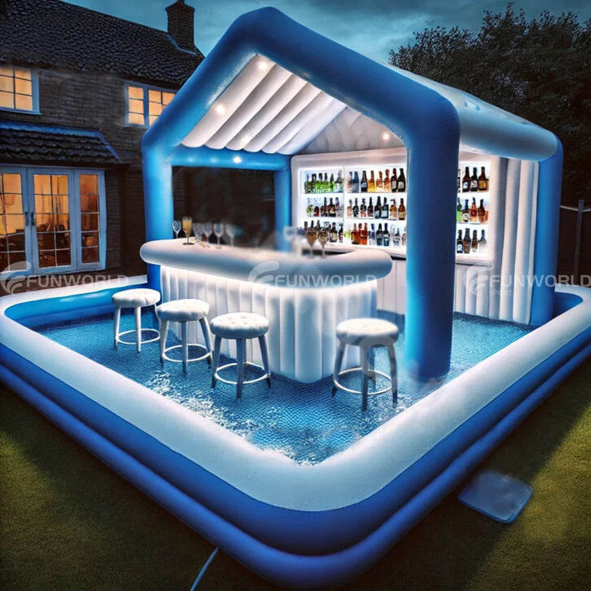 New Design Inflatable Pool Bar Inflatable Floating Bar With Swimming Pool and air pump