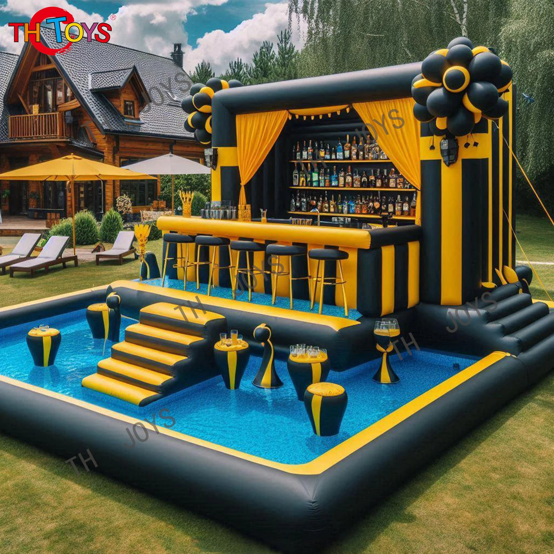 Inflatable New Bar Inflatable 2024 New Design Water Swimming Pool Pub bar with air pump