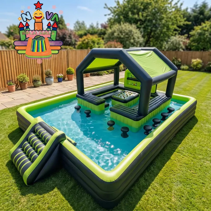 Floating Portable Custom Inflatable Bar PVC Material for Backyard Ultimate Water Amusement Party Pool Bar Max with air blower