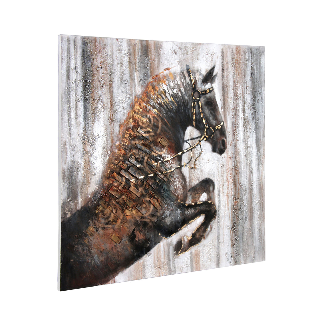 The Jumping Stallion 100% Hand Painted Oil Paintings For Home & Wall Decoration Items (48 x 48 Inches)