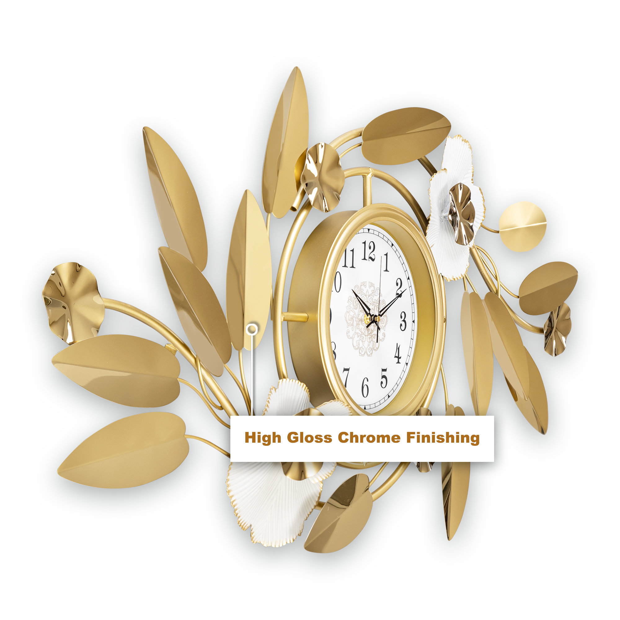 Floral Glimmer Metal Wall Art Clock