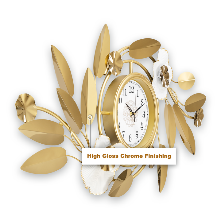 Floral Glimmer Metal Wall Art Clock