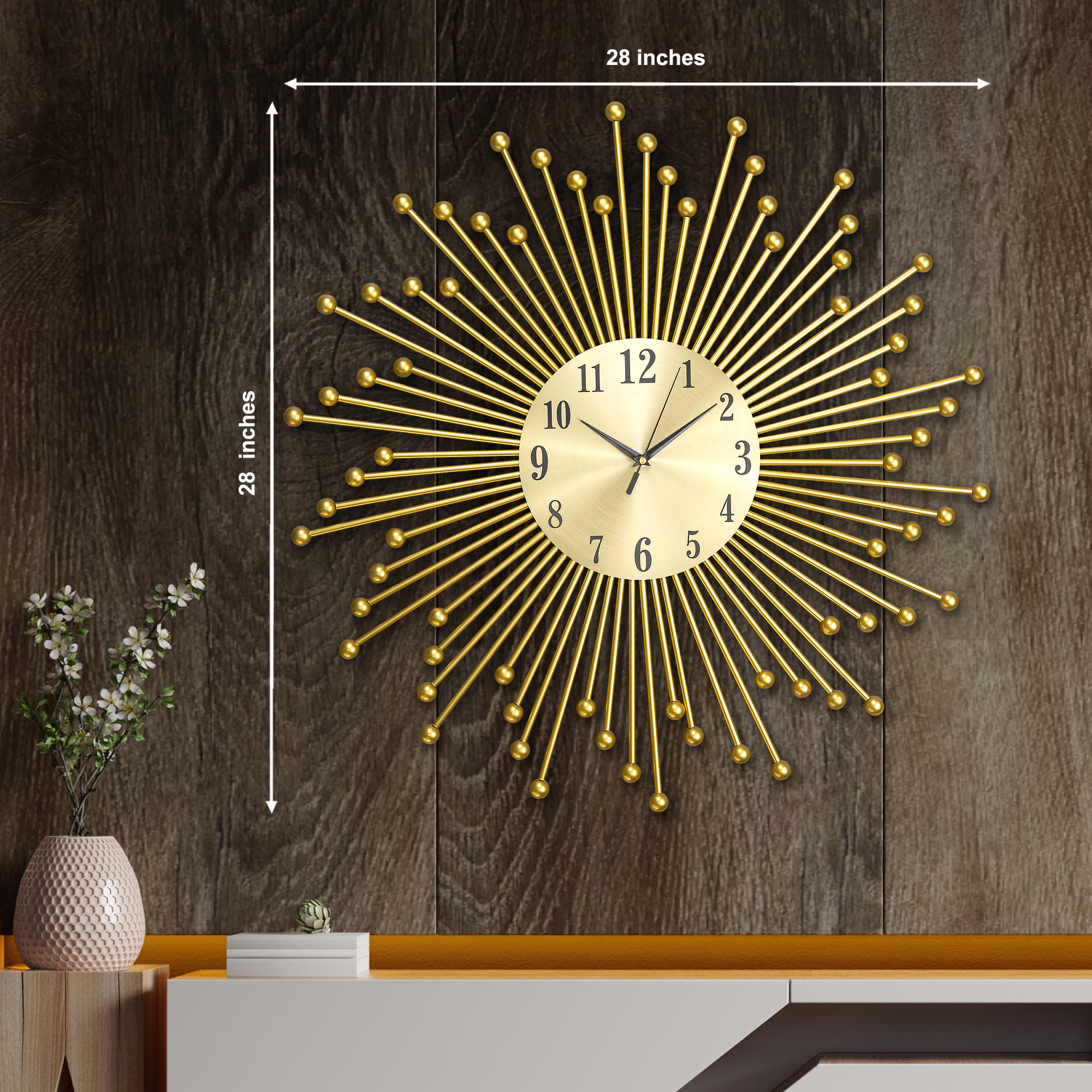 Shining Sun Metal Art Wall Clocks for the Home Buy Wall Clock Online