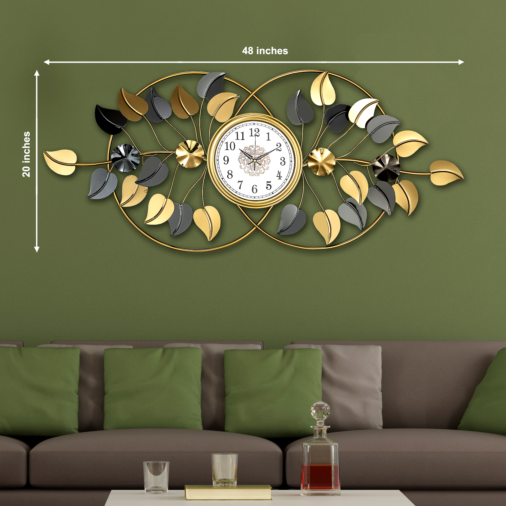 Luxurious Golden Radiance Metal Wall Art Clock