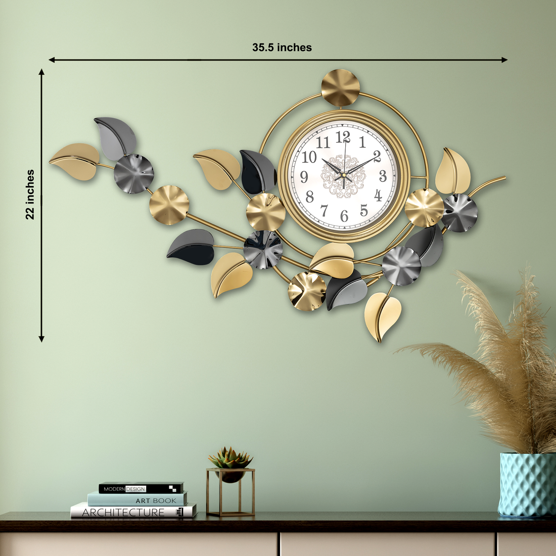 Green Oasis Metal Wall Art Clock