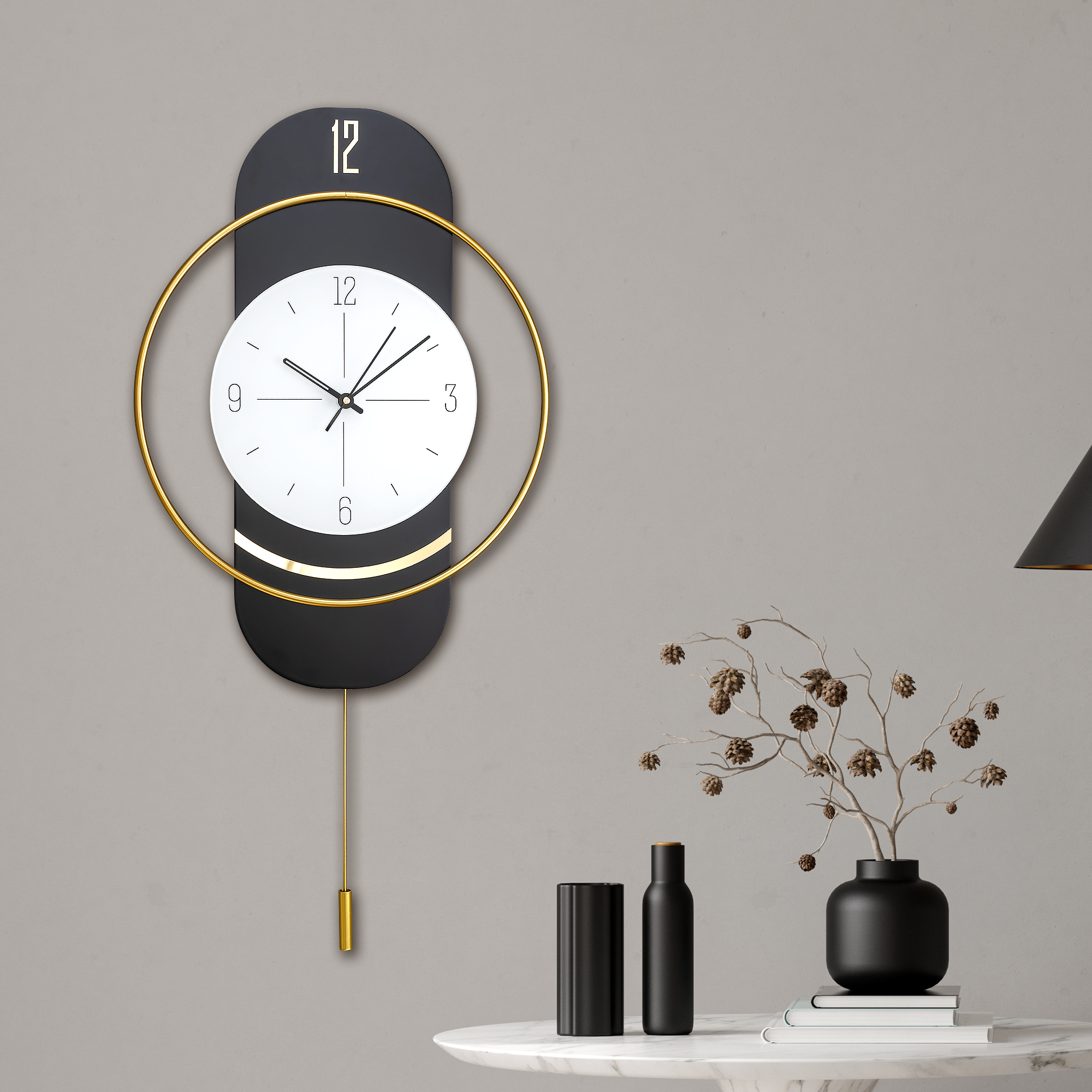 Circular Metal Elegance Metal Art Wall Clock Buy Wall Clock Online - Black