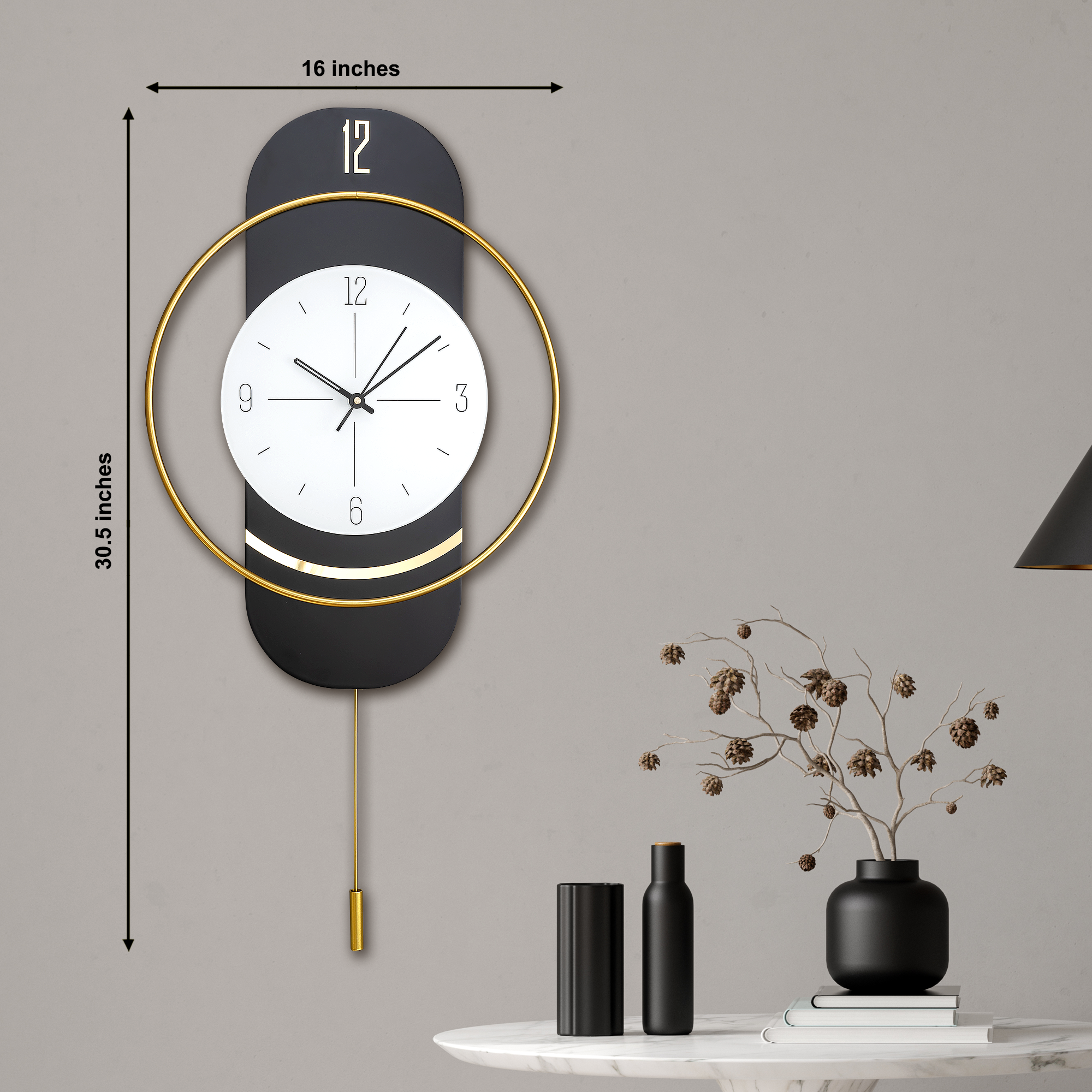 Circular Metal Elegance Metal Art Wall Clock Buy Wall Clock Online - Black