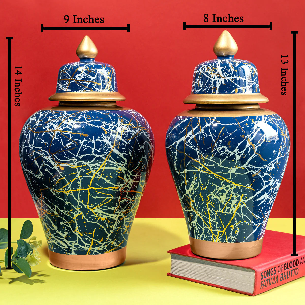 Morning Sky Decorative Ceramic Vase And Showpiece - Pair