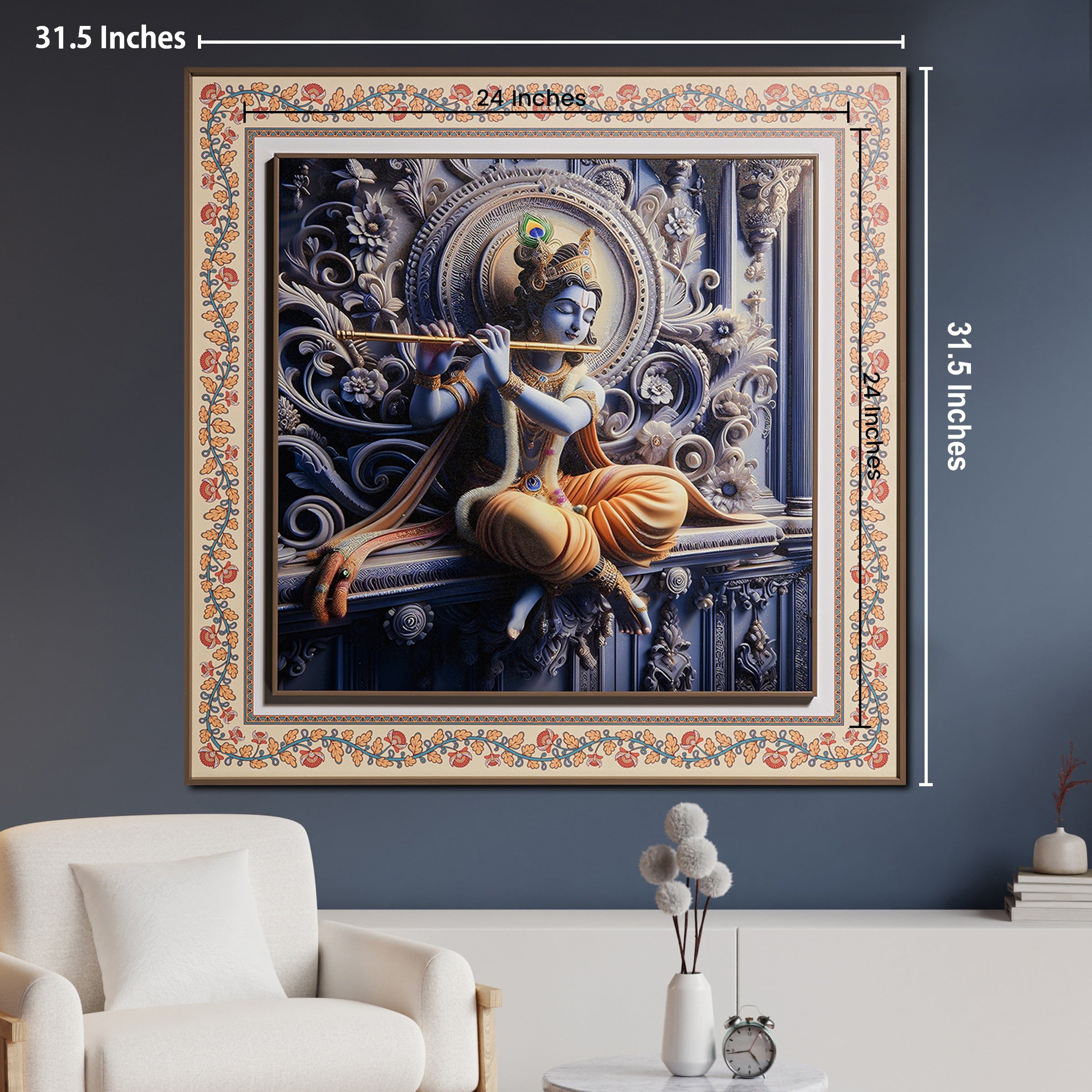 Murali Manohar The Lord Krishna Painting For Home  (Double Frame)