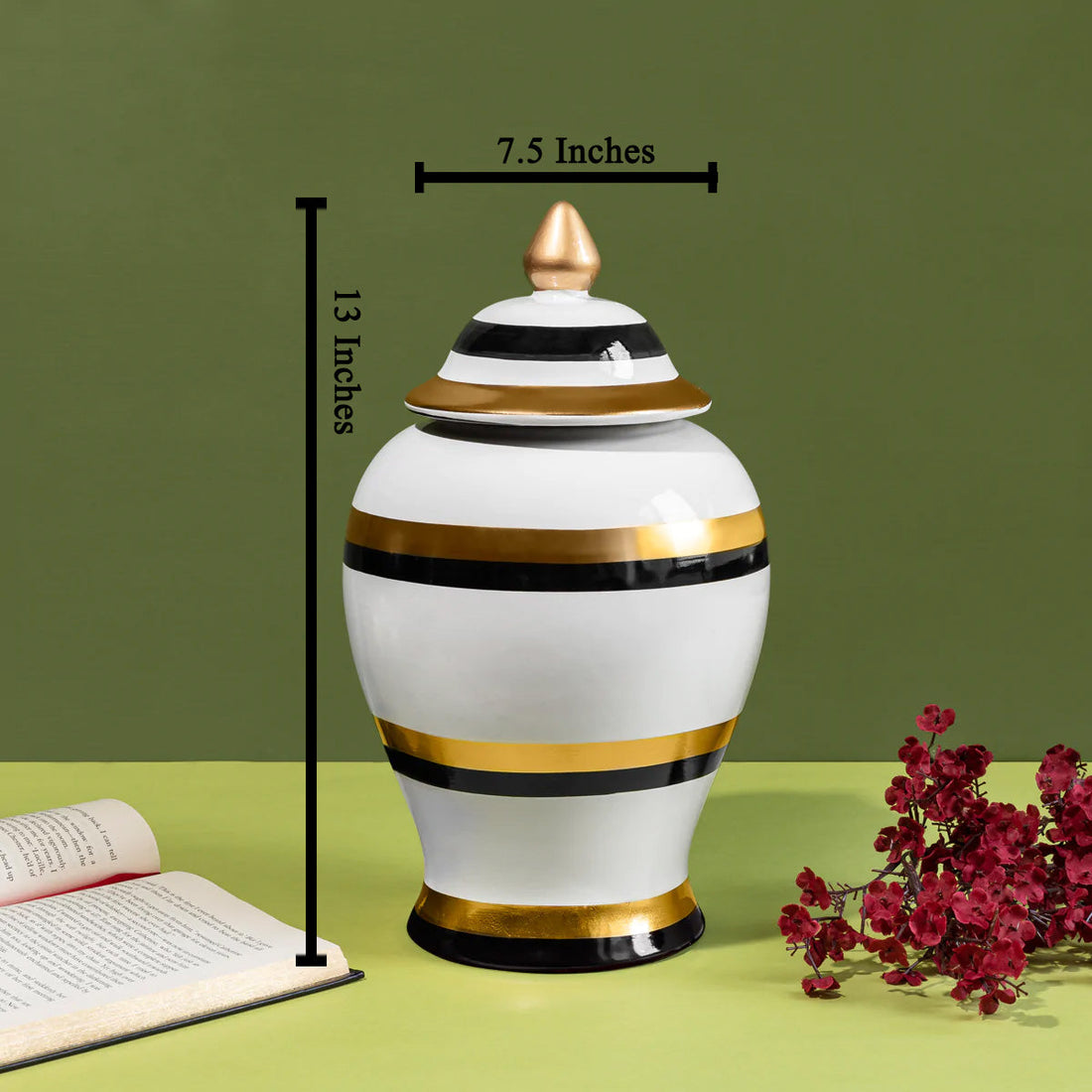 Ornate Baroque Decorative Ceramic Vase And Showpiece - Medium