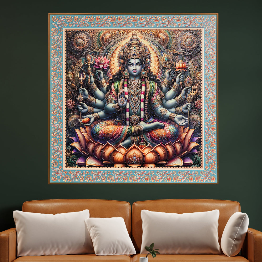 Radiance of Wealth The Goddess Laxmi Painting on Lotus for Home