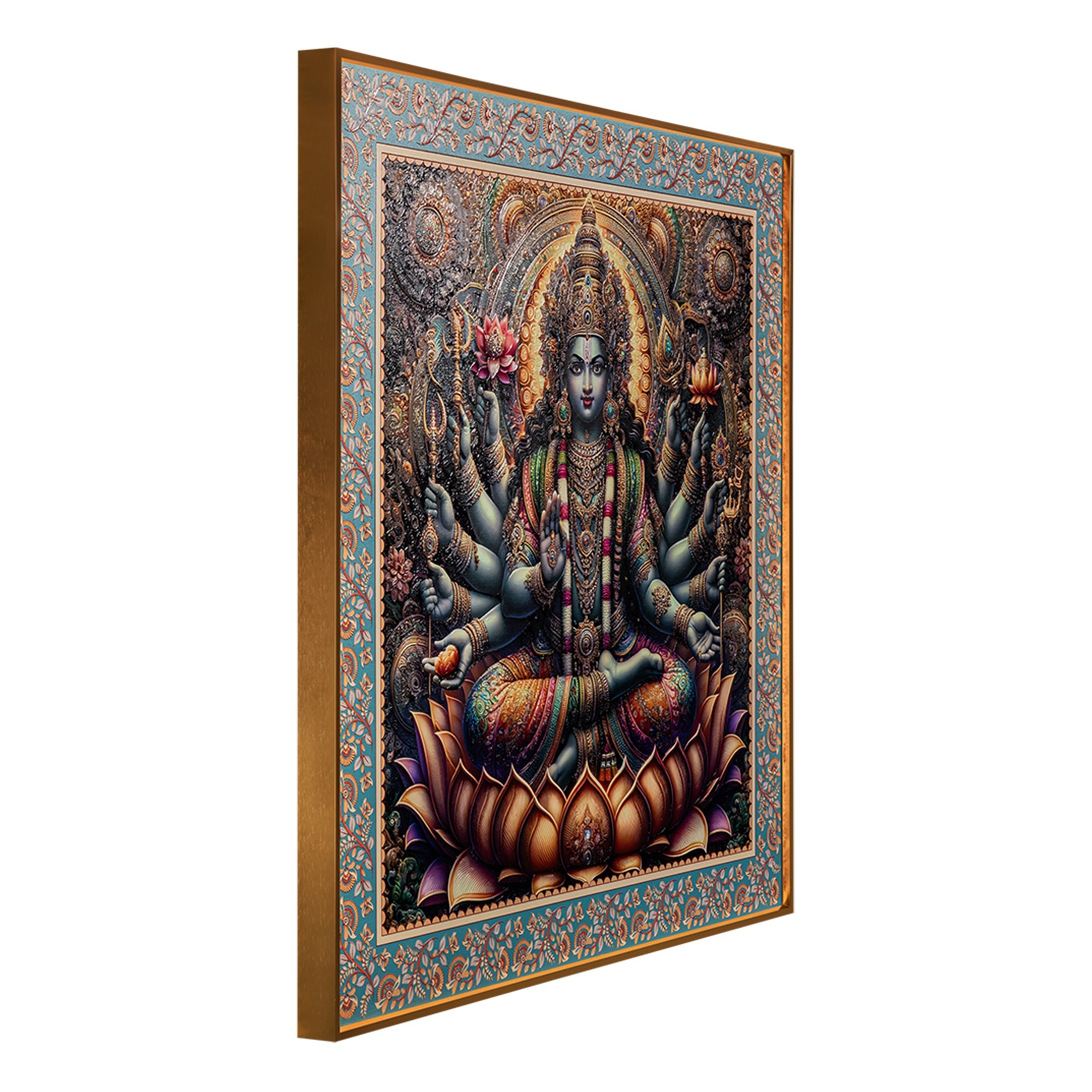Radiance of Wealth The Goddess Laxmi Painting on Lotus for Home