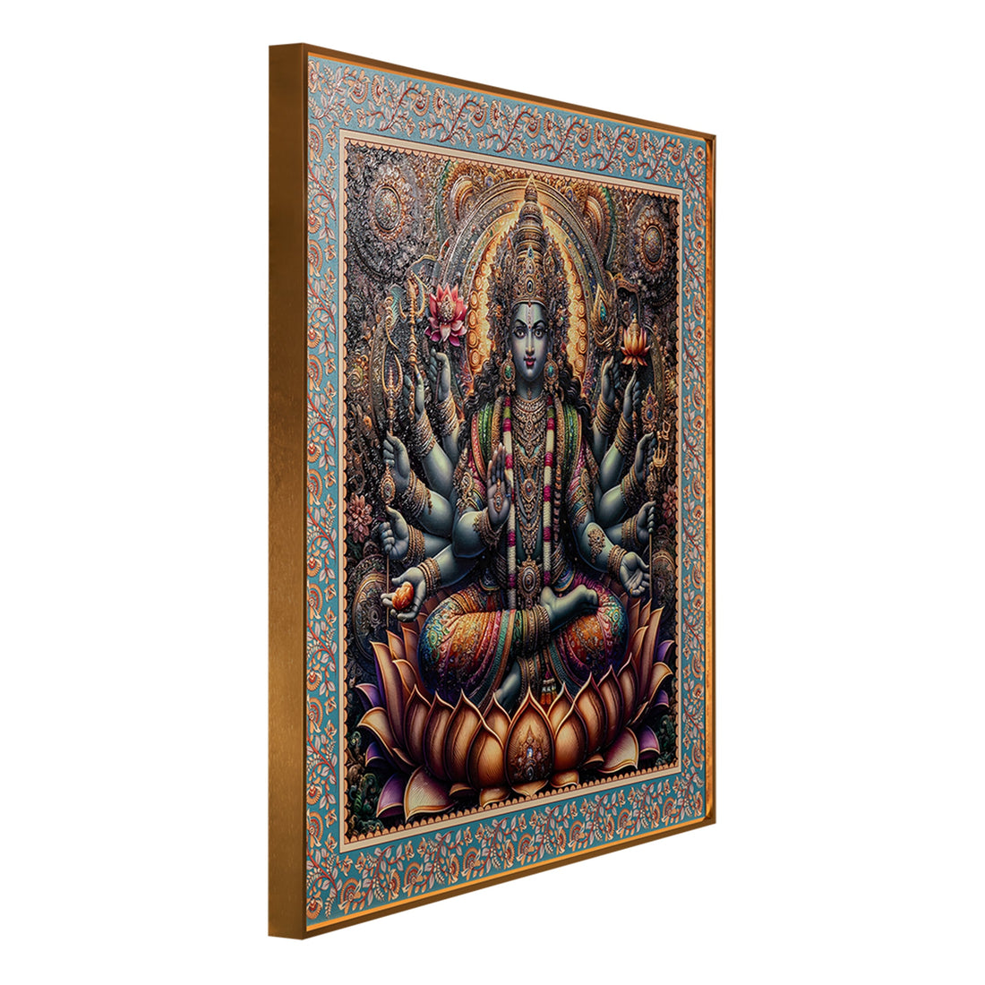 Radiance of Wealth The Goddess Laxmi Painting on Lotus for Home