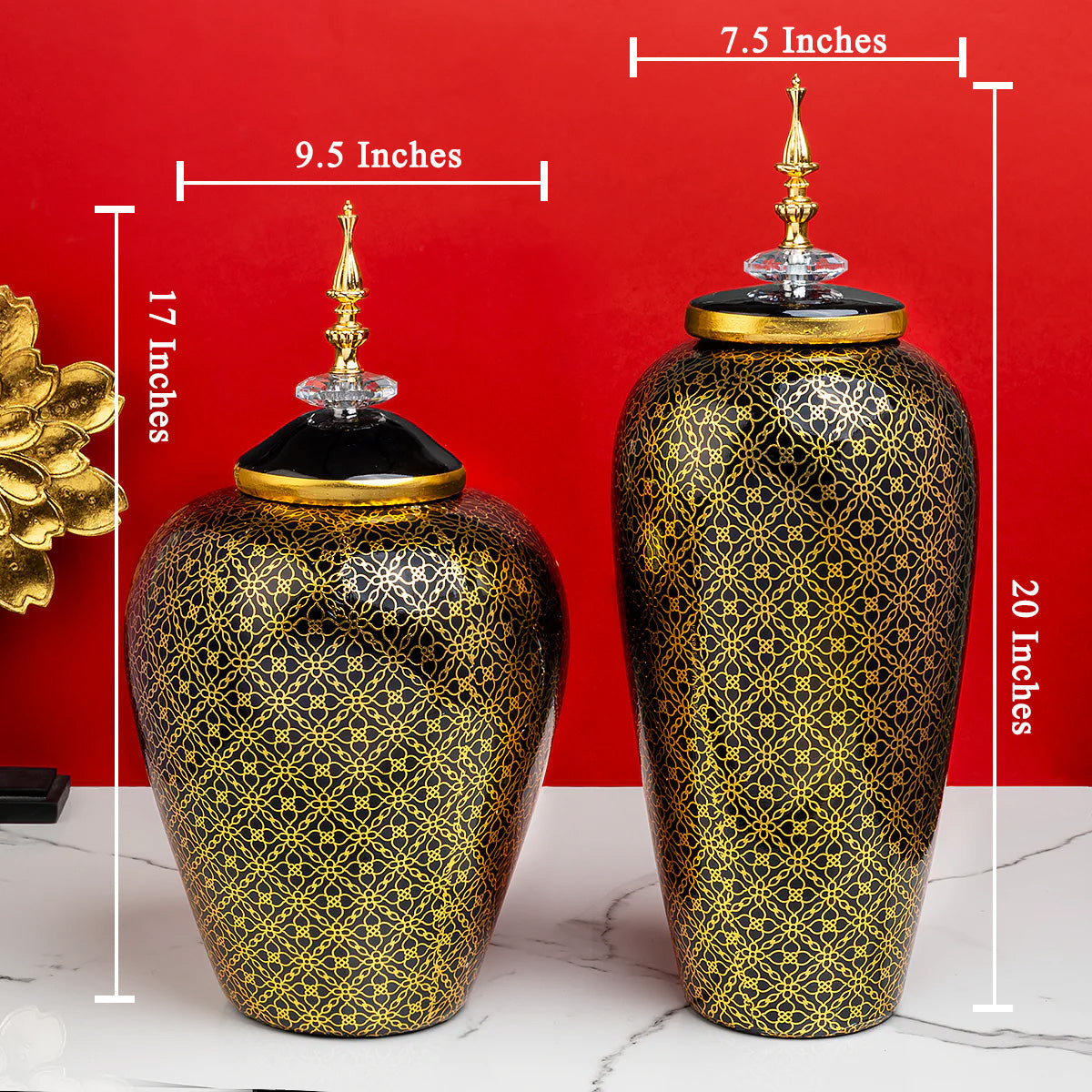 Modena Morello Decorative Vase & Items for Room Decoration - Set Of 2