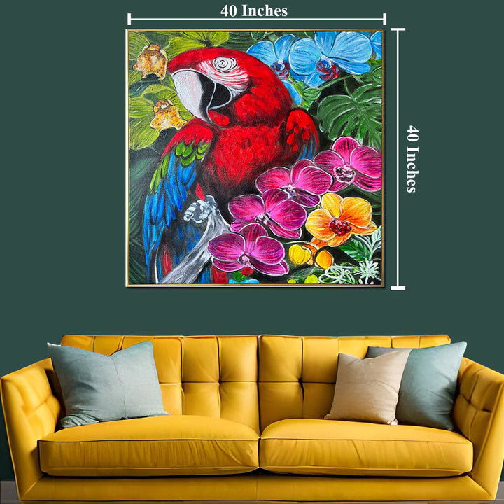 Garden of Dreams Handpainted Wall Art Paintings (With outer Floater Frame) (40 x 40 Inches)