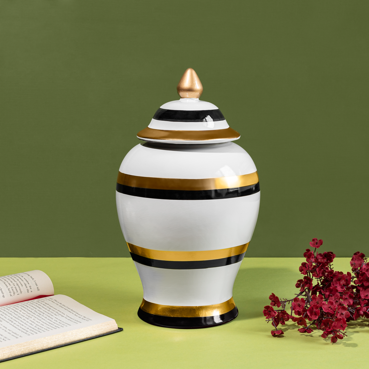 Ornate Baroque Decorative Ceramic Vase And Showpiece - Medium