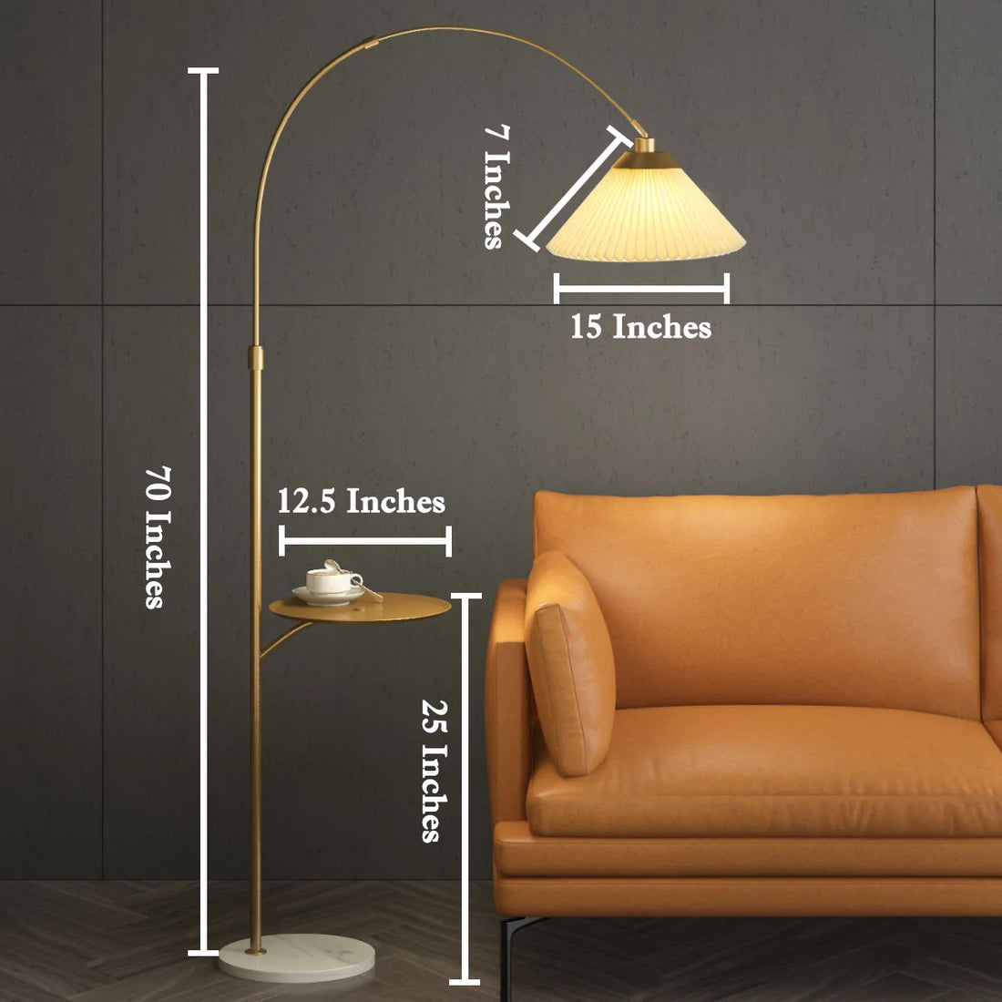 The Bay Area Arc Shaped Floor Lamp and Accent Table ( With Wireless Charging Table)