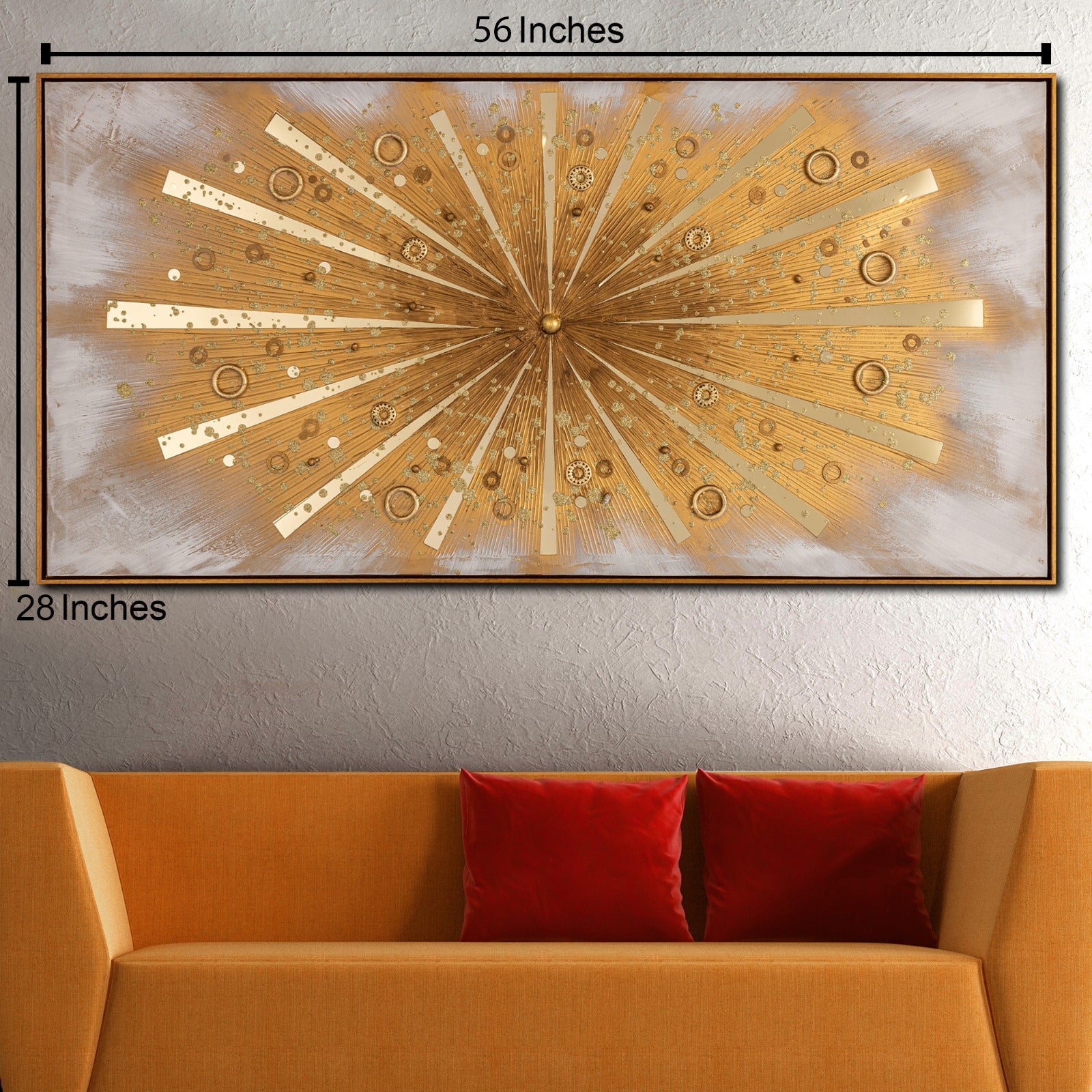 Luminous Fusion Golden Rays 100% Hand Painted Wall Painting for Home & Wall Decor Online Paintings