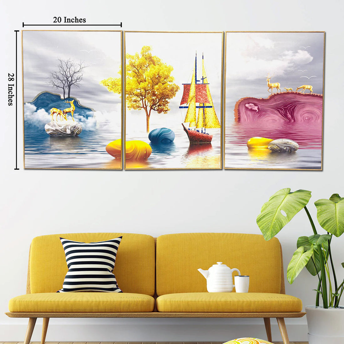 A Great Voyage Framed Canvas Modern Art Paintings - Set of 3