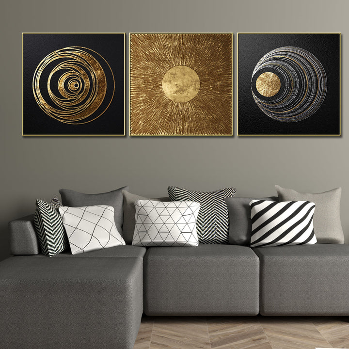 The Milky Way Galaxy 3 Panel Framed Canvas Wall Decor Paintings (MEDIUM)