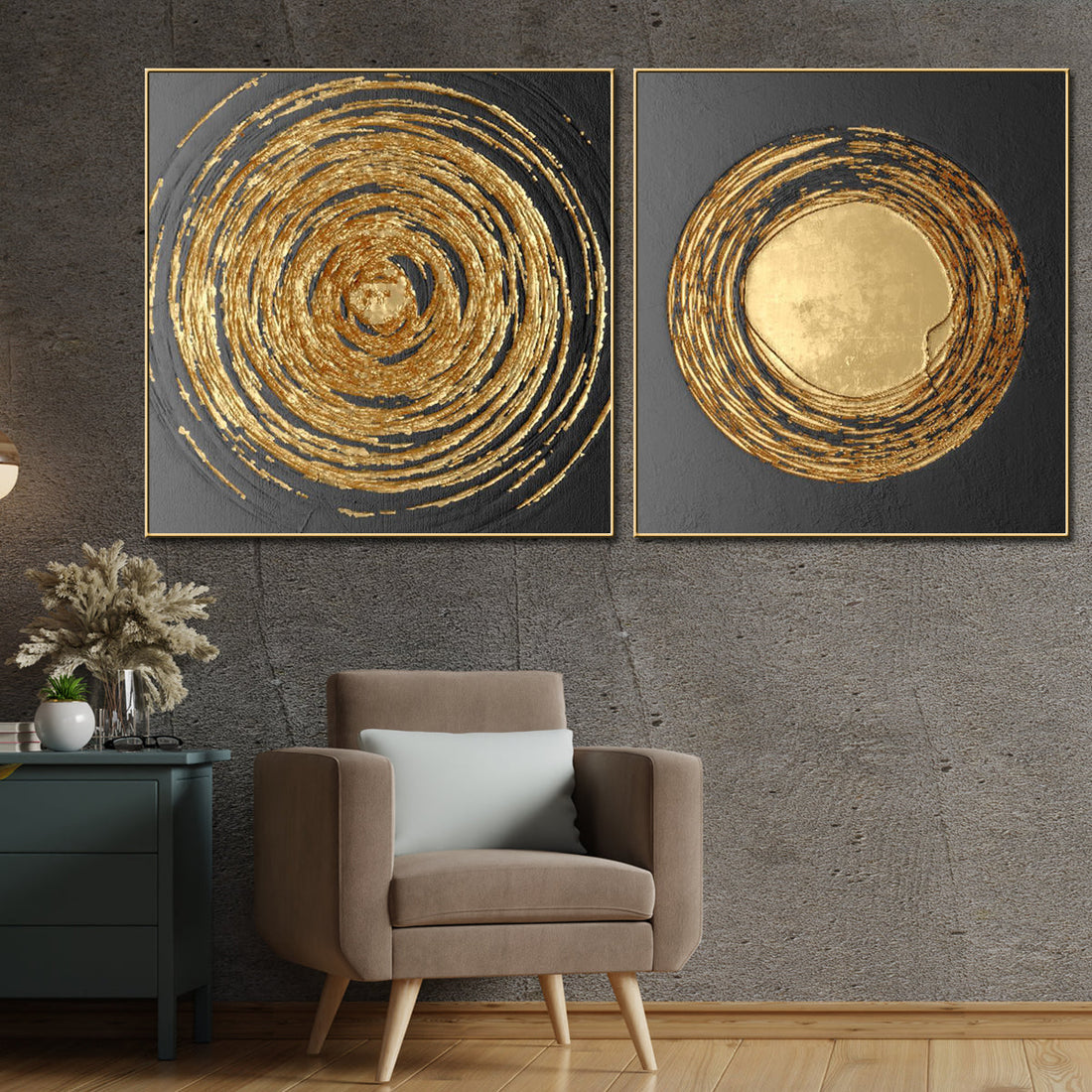 The Polar Vortex 2 Panel Framed canvas Wall Decor Paintings - Set of 2 (Big)
