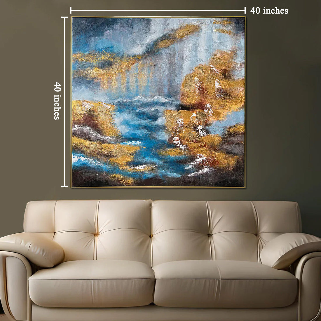 Dancing with Shadows Handpainted Art Wall Painting (With outer Floater Frame) (40 x 40 Inches)