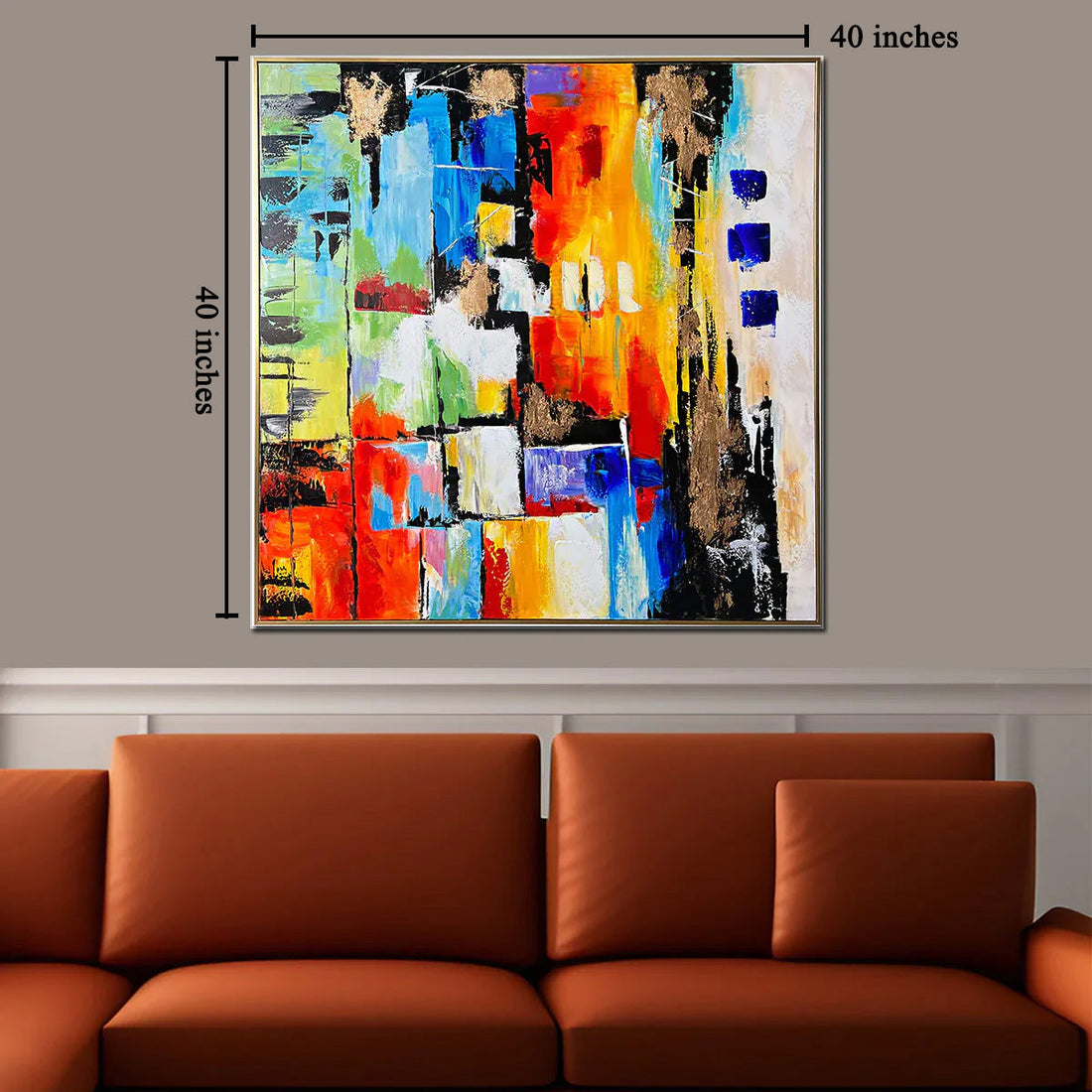 Serene Dreamscape Handpainted Abstract Paintings For Wall Decoration at Home (With outer Floater Frame) (40 x 40 Inches)